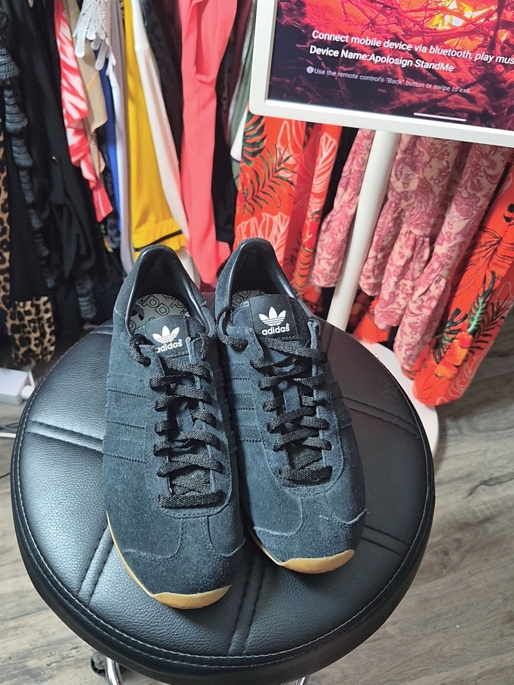 adidas Black Suede Low-Top Sneakers with Gum Toe